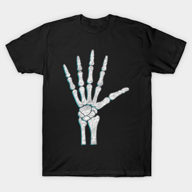 Skeleton Hand T-Shirt by DimDesArt